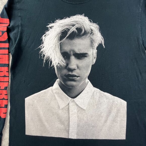 Justin Bieber Purpose Tour Shirt Mens Medium Black Long Sleeve AOP Concert Tee - Picture 11 of 12